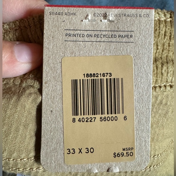 Women Levi’s 33x30 721 high-rise skinny corduroy jeans, dark mustard color, NWT - Picture 9 of 10